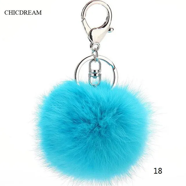 2016 New Rabbit Fur Ball Plush Key Chain POM POM Keychain Leather Tassel Pompom Car Bag Keychain Key Ring Silver Plated Jewelry