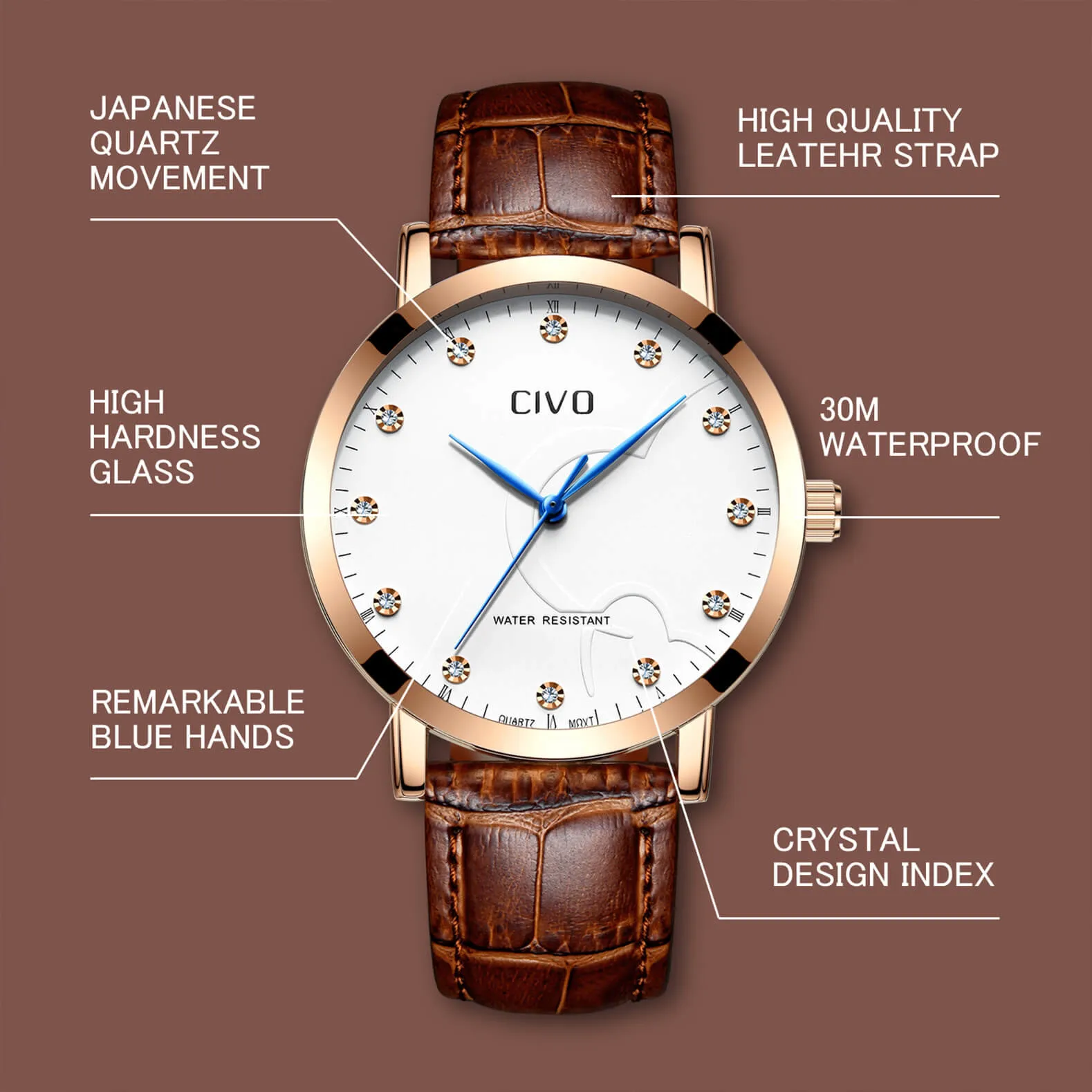 2047C | Quartz Men Watch | Leather Band