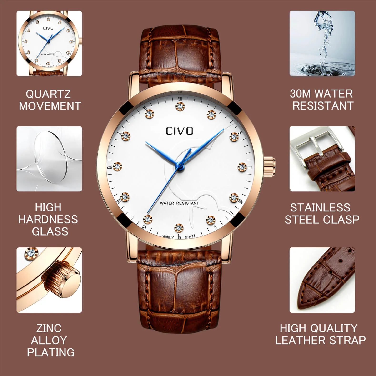 2047C | Quartz Men Watch | Leather Band