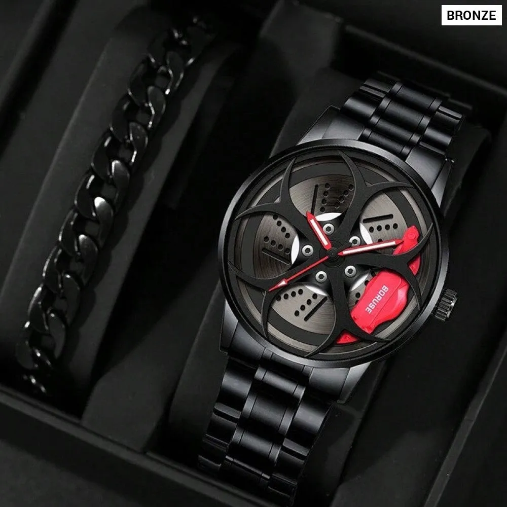 2pcs Set Fashion Mens Stainless Steel Quartz Watches Simple Men Business Watch Luminous Clock Male Casual Bracelet Wristwatch