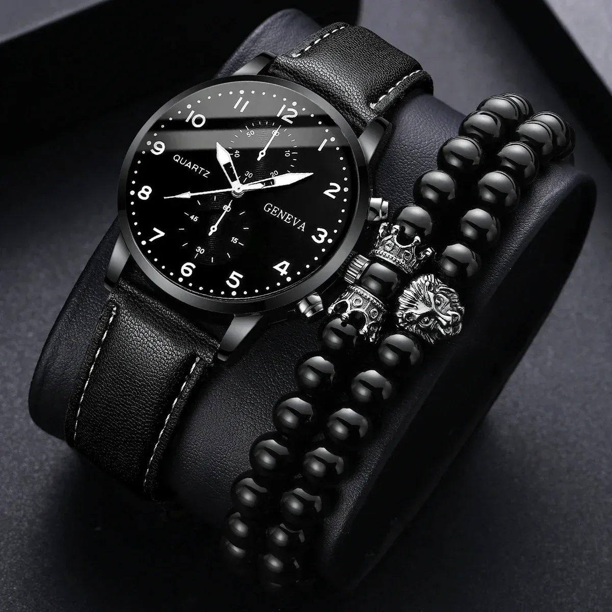3 Piece Mens Casual Watch Bracelet Set - Without Box