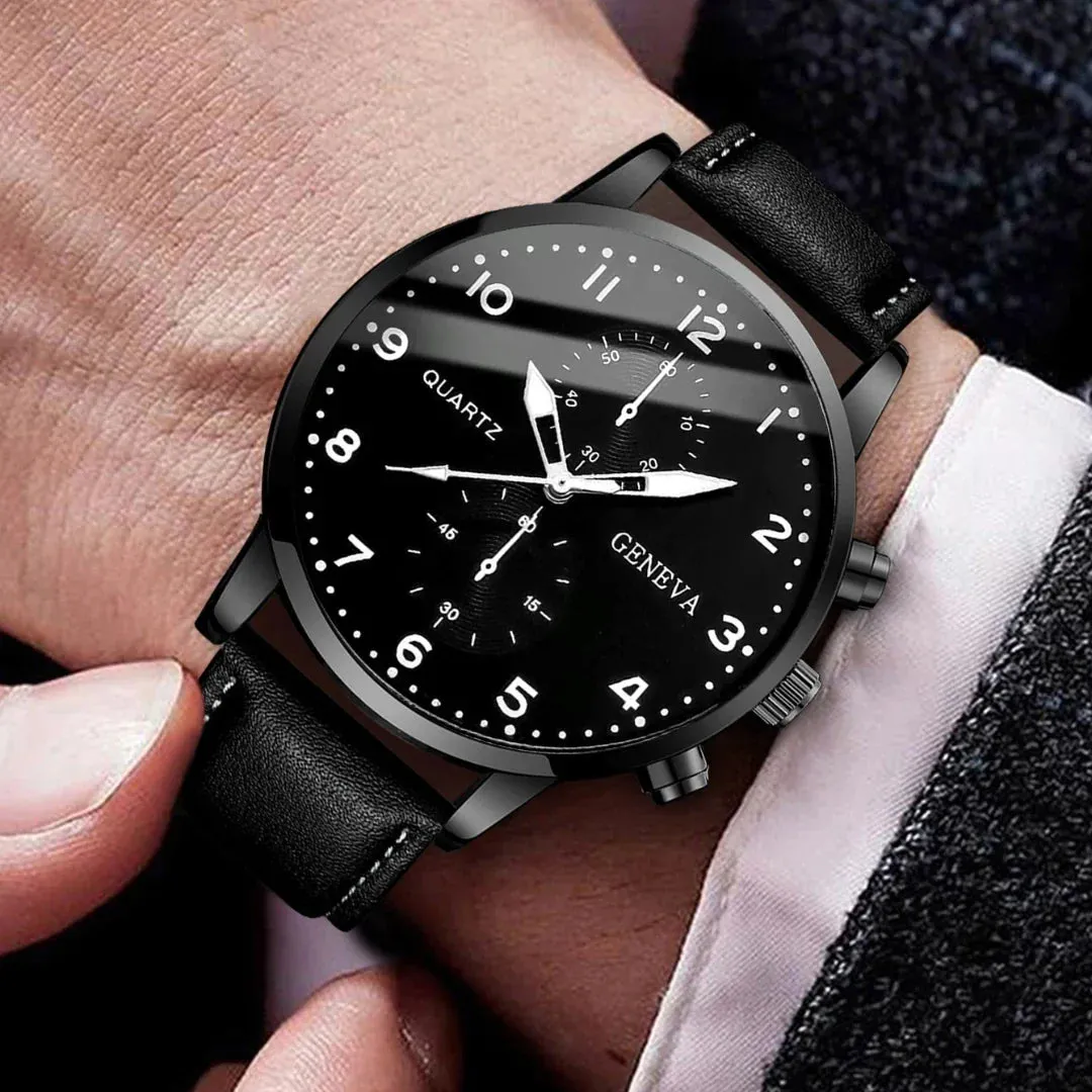 3 Piece Mens Casual Watch Bracelet Set - Without Box