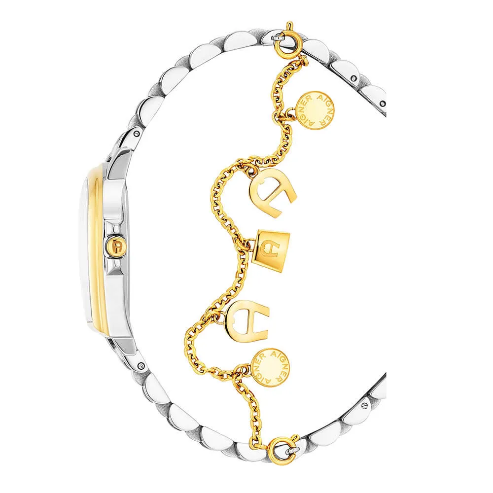 Aigner Alba Ladies Blue Dial Stainless Steel Silver Gold Plated Watch