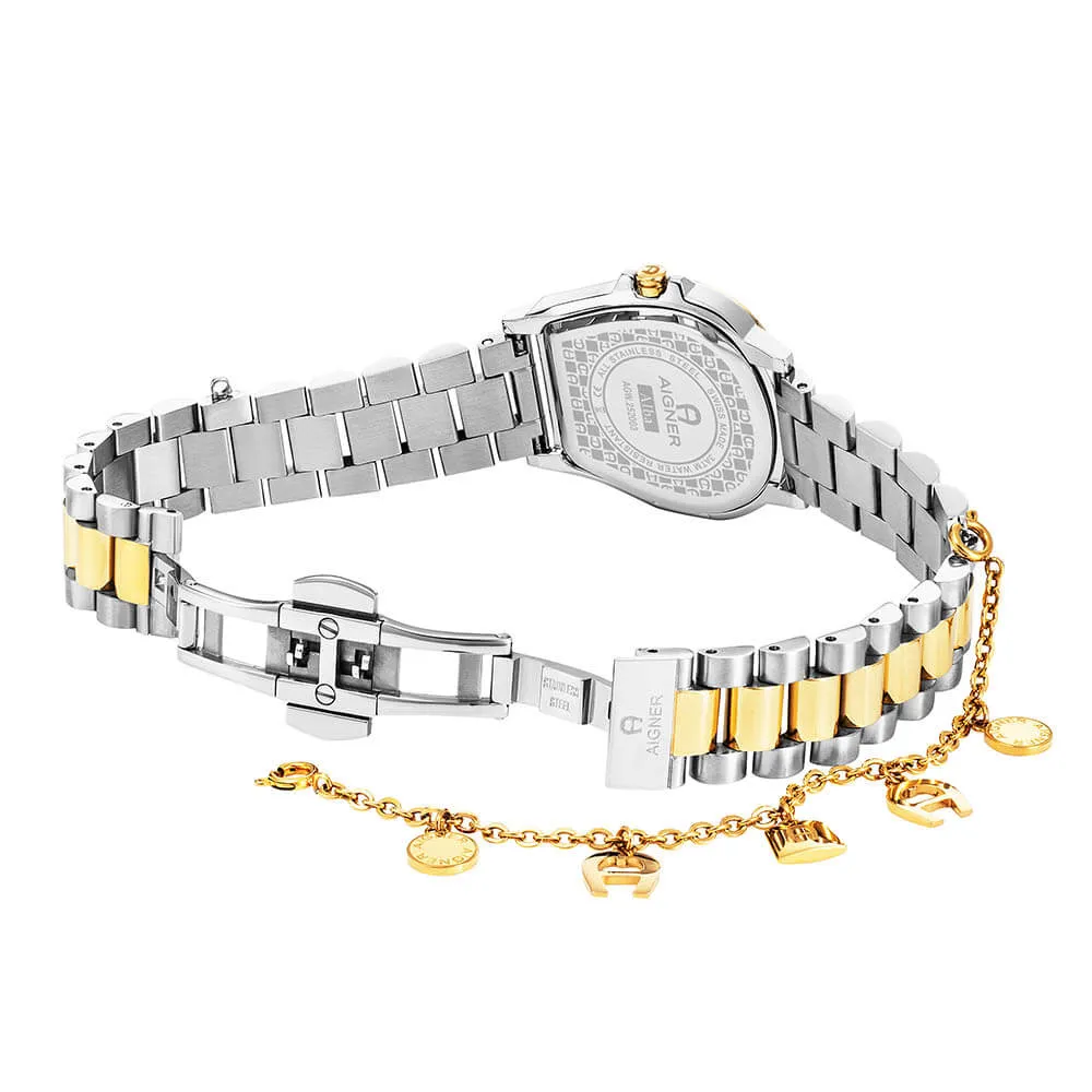 Aigner Alba Ladies Blue Dial Stainless Steel Silver Gold Plated Watch