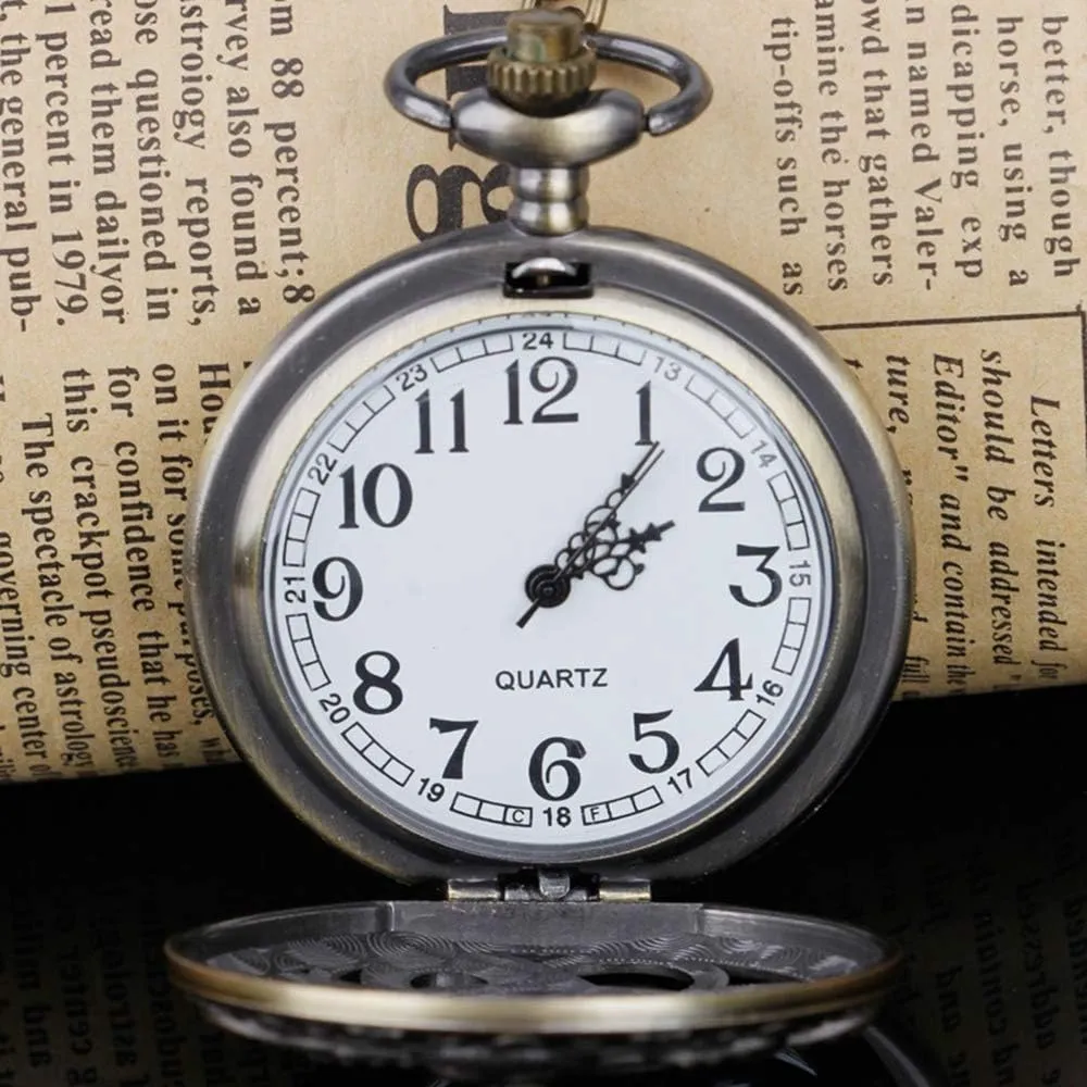 Dentily Vintage Octopus Hollow Quartz Pocket Watch Steampunk Black Pocket Watch with Necklace Chain