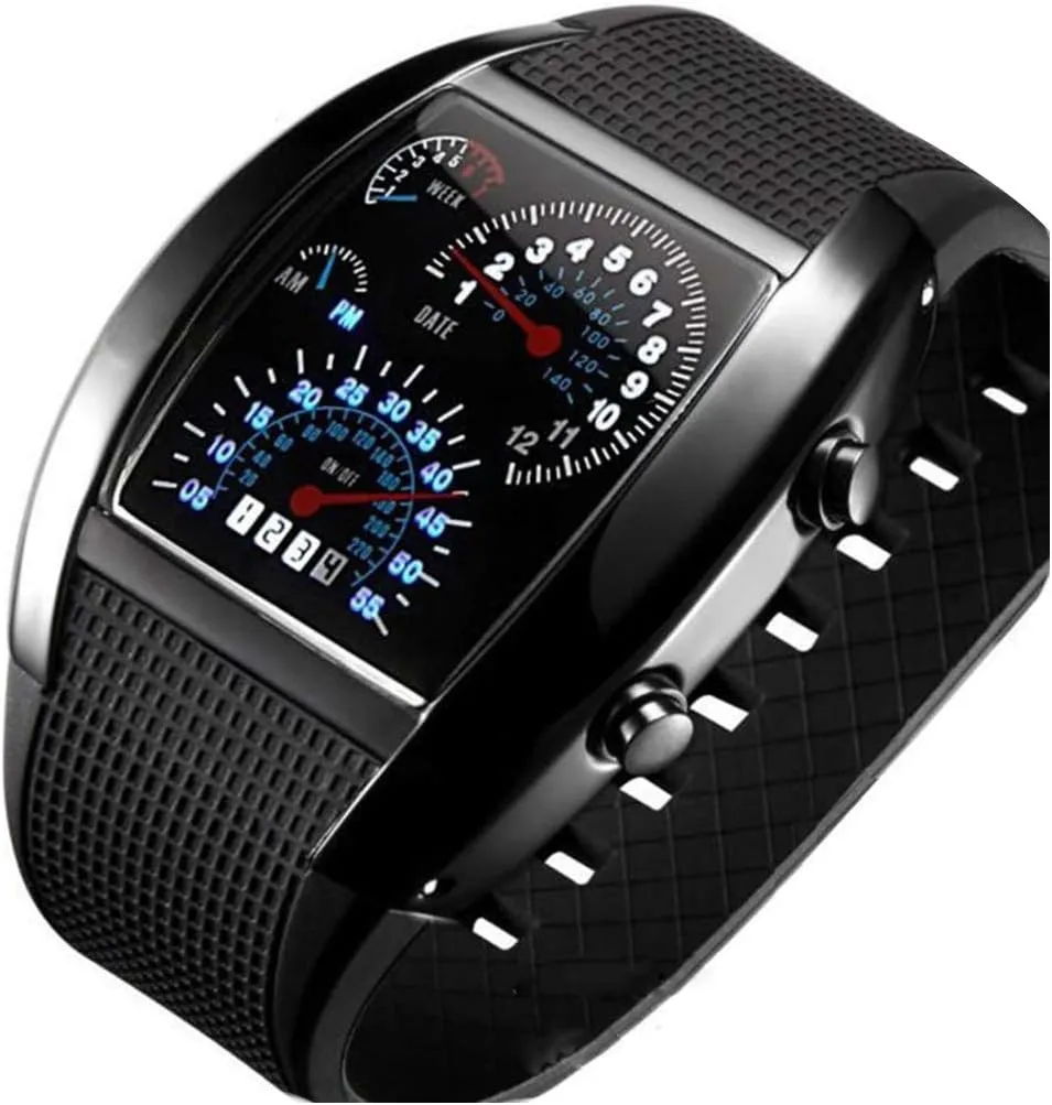 FANMIS Men's Digital Fashion Cobra LED Watches Silicone Iron Triangle Dial Sports Wrist Watch