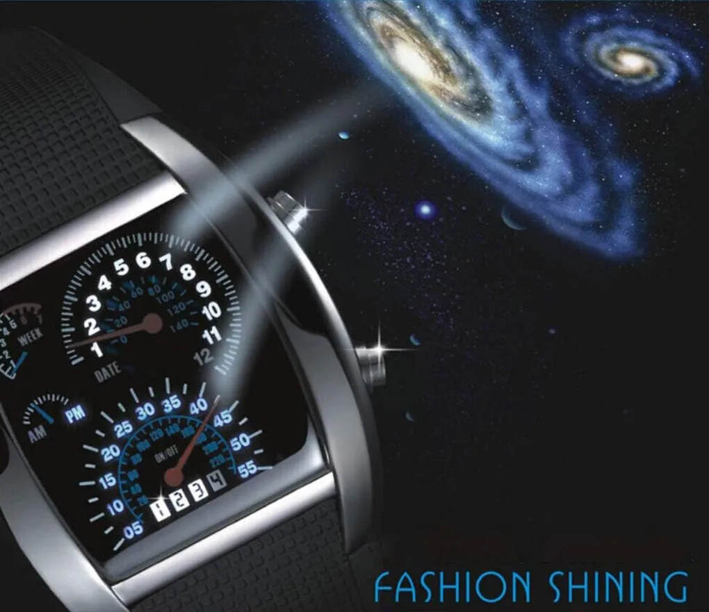FANMIS Men's Digital Fashion Cobra LED Watches Silicone Iron Triangle Dial Sports Wrist Watch