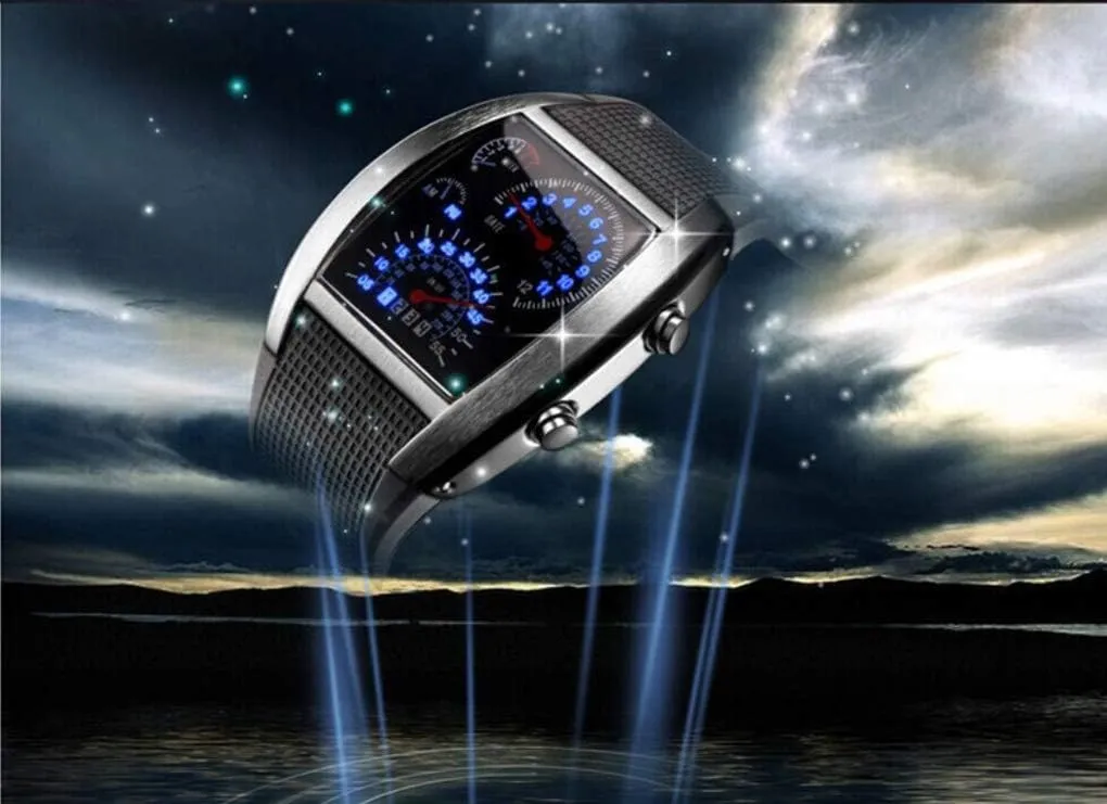 FANMIS Men's Digital Fashion Cobra LED Watches Silicone Iron Triangle Dial Sports Wrist Watch