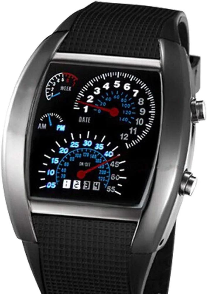 FANMIS Men's Digital Fashion Cobra LED Watches Silicone Iron Triangle Dial Sports Wrist Watch