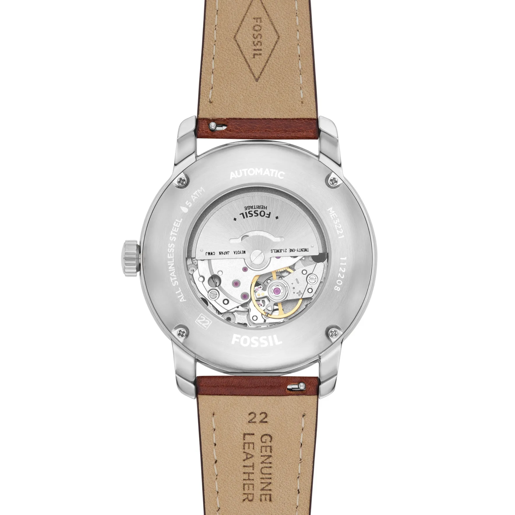 Fossil Heritage Automatic Brown LiteHide™ Watch
