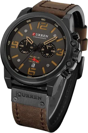 Gosasa Fashion Big Face Sports Watch for Men Red Leather Wrist Watch Waterproof Analog Male Casual Quartz Watch