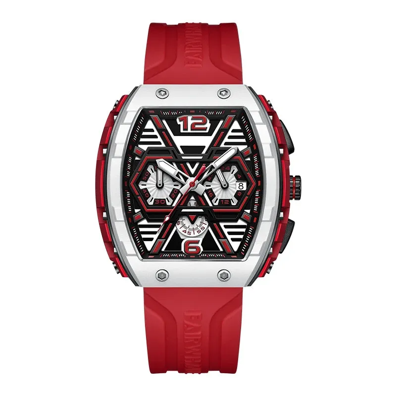 Luxury Fashion Transparent Sports Chronograph Men Water Resist Yellow Color Quartz  Watche
