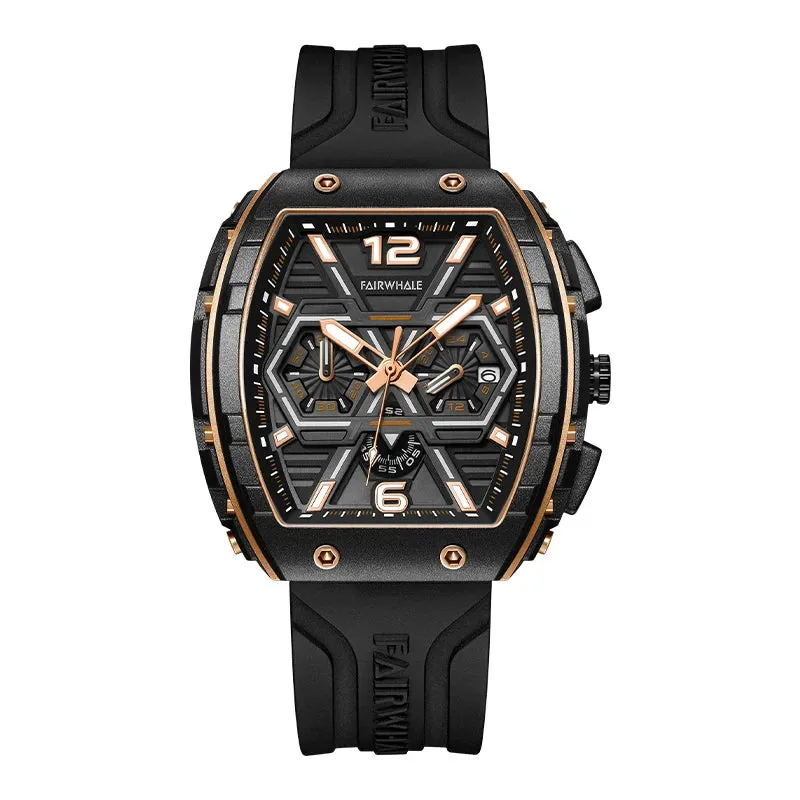 Luxury Fashion Transparent Sports Chronograph Men Water Resist Yellow Color Quartz  Watche