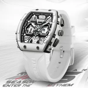 Luxury Fashion Transparent Sports Chronograph Men Water Resist Yellow Color Quartz  Watche
