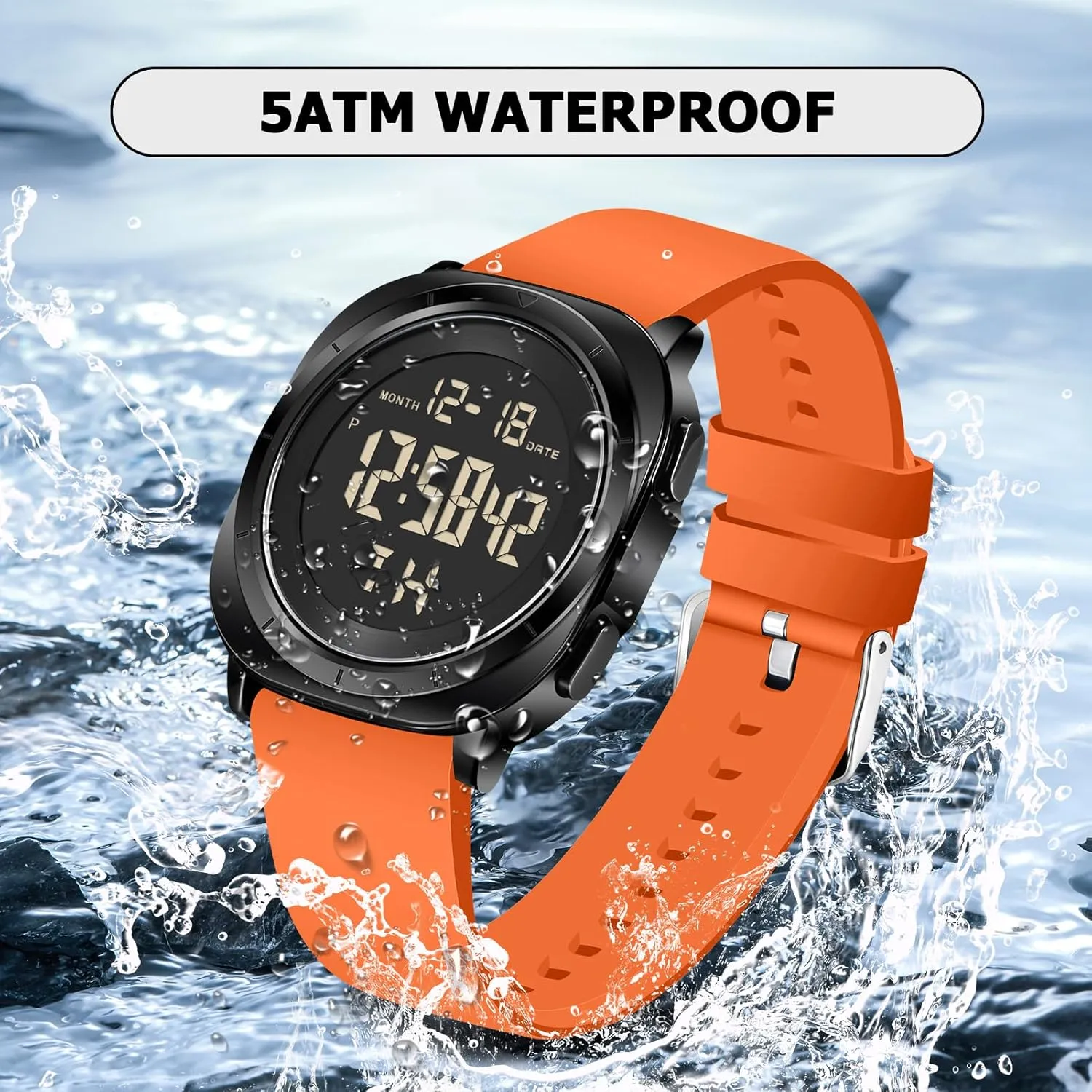 Mens Gold Digital Waterproof Running Wrist Watch for Men Military Sports Tactical Dive Cheap Men's Wrist Watches Digital Black and Silver