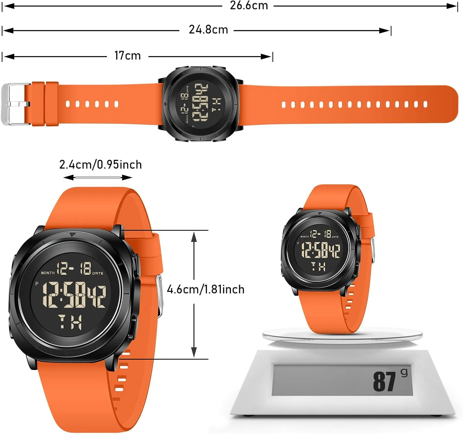Mens Gold Digital Waterproof Running Wrist Watch for Men Military Sports Tactical Dive Cheap Men's Wrist Watches Digital Black and Silver
