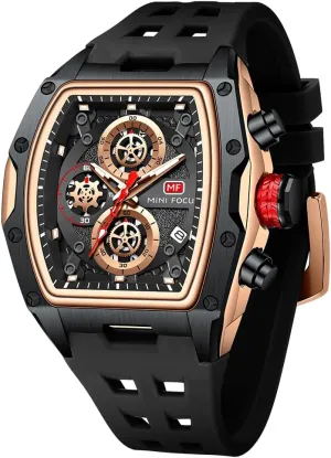 Mens Watches Fashion Sport Luxury Tonneau Watches for Men Chronograph Waterproof Dress Business Work Watch Large Square Face Wristwatch Analog Luminous Calendar Mens Wrist Watch