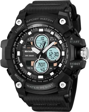 Military Men's Sports Analog Quartz Watch Dual Display Alarm Digital Watches with LED Backlight