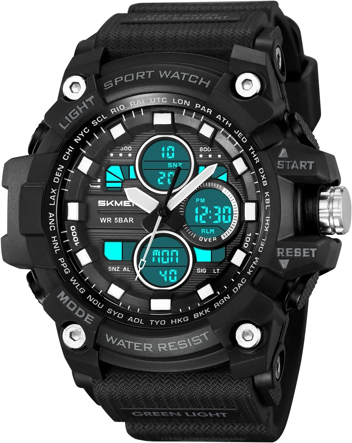 Military Men's Sports Analog Quartz Watch Dual Display Alarm Digital Watches with LED Backlight