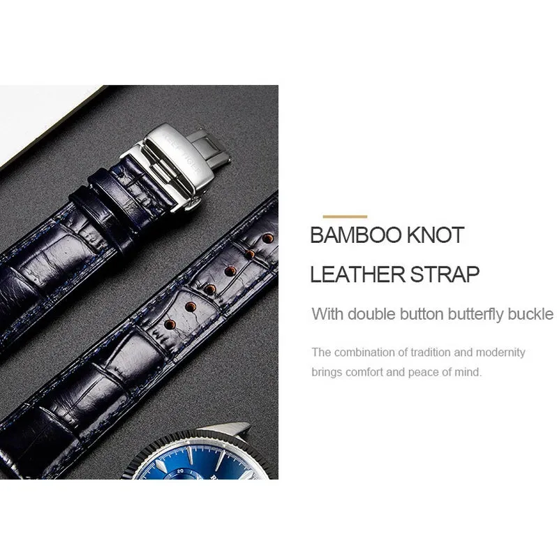 Reef Tiger Mens Automatic Watches, Luxury Men Watch Fashion Mechanical Wristwatch 50M Waterproof Sapphire Mirror Leather Strap