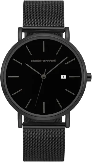 RM2524 Mens Luxury Wrist Watch  Black Stainless Steel Japanese Quartz, 3 ATM Water Resistant  Elegant Dress Watches for Men, Vintage Design, Ideal as a Reloj para Hombres