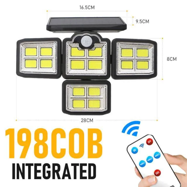Solar LED Lights  4-Head Motion Sensor with 270 Wide-Angle Lighting & Remote Control
