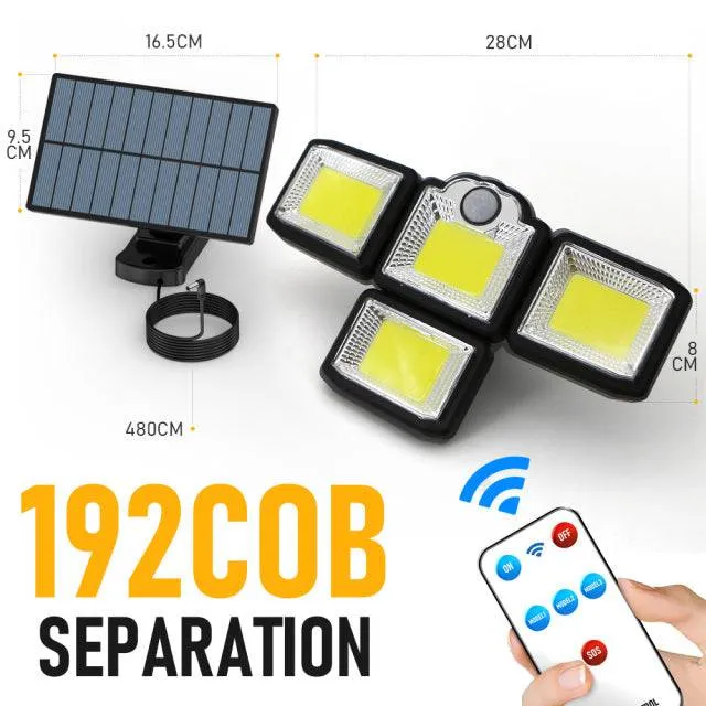 Solar LED Lights  4-Head Motion Sensor with 270 Wide-Angle Lighting & Remote Control