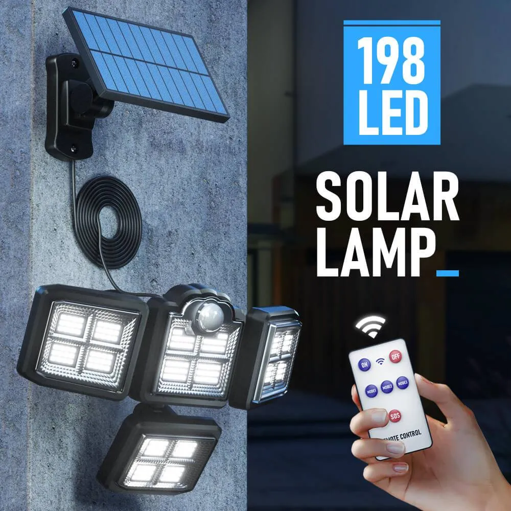 Solar LED Lights  4-Head Motion Sensor with 270 Wide-Angle Lighting & Remote Control