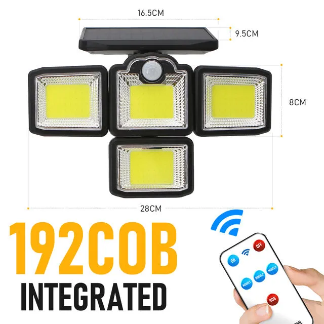 Solar LED Lights  4-Head Motion Sensor with 270 Wide-Angle Lighting & Remote Control