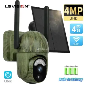Solar-Powered 4G WiFi Outdoor Security Camera with 360 Pan, Tilt, & Zoom | IP66 Waterproof | Color Night Vision | Two-Way Audio