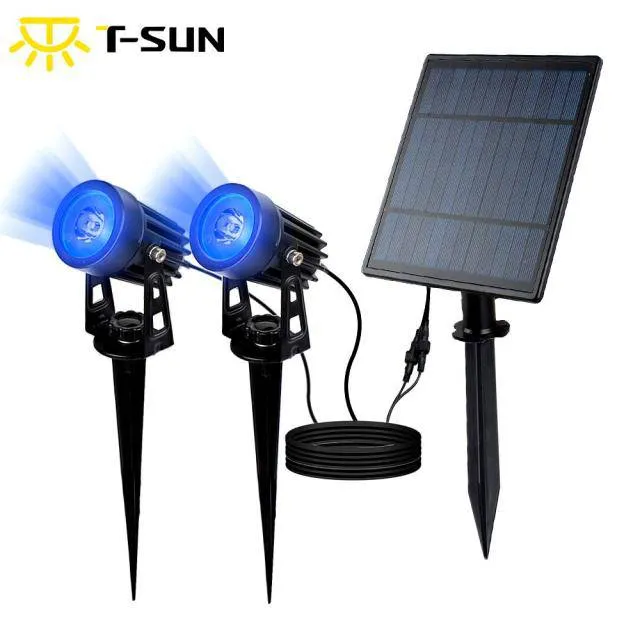Solar Powered Spotlight 2 Warm Panel Outdoor Lighting Landscape Yard Garden Tree Separately Lamp