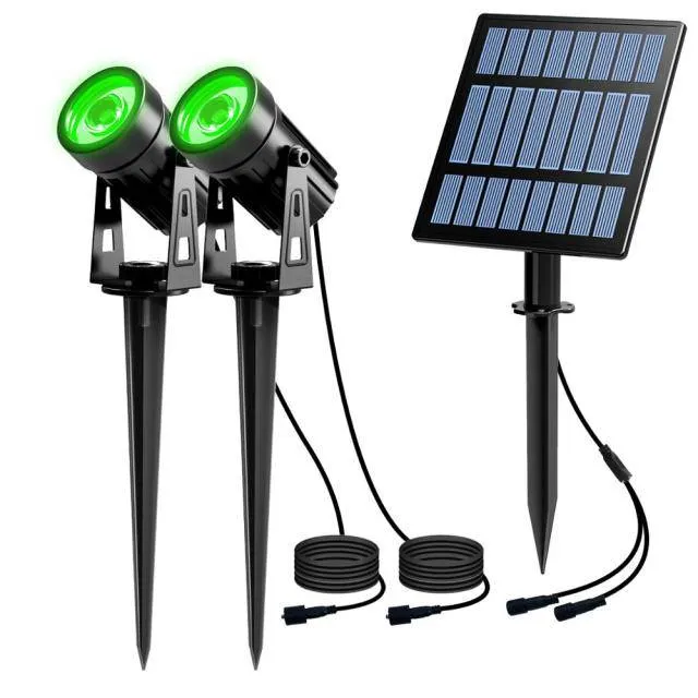 Solar Powered Spotlight 2 Warm Panel Outdoor Lighting Landscape Yard Garden Tree Separately Lamp