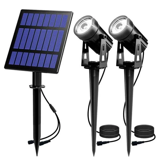 Solar Powered Spotlight 2 Warm Panel Outdoor Lighting Landscape Yard Garden Tree Separately Lamp