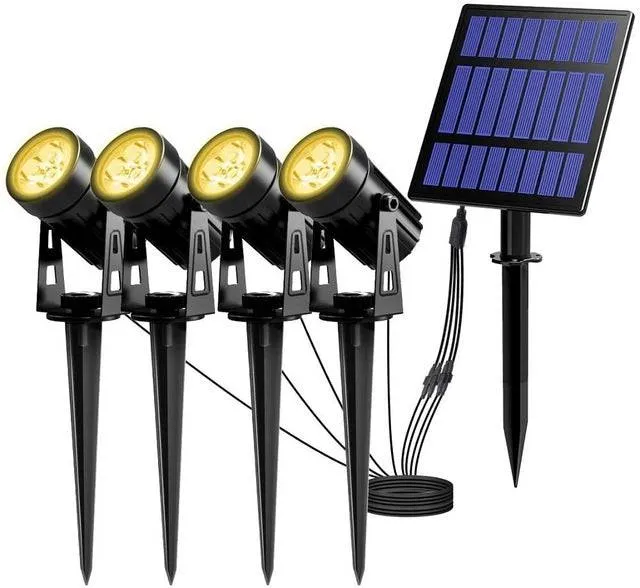 Solar Powered Spotlight 2 Warm Panel Outdoor Lighting Landscape Yard Garden Tree Separately Lamp