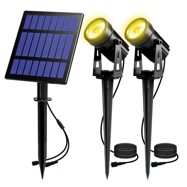 Solar Powered Spotlight 2 Warm Panel Outdoor Lighting Landscape Yard Garden Tree Separately Lamp