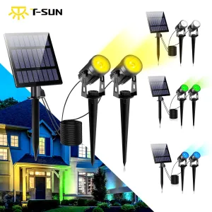 Solar Powered Spotlight 2 Warm Panel Outdoor Lighting Landscape Yard Garden Tree Separately Lamp