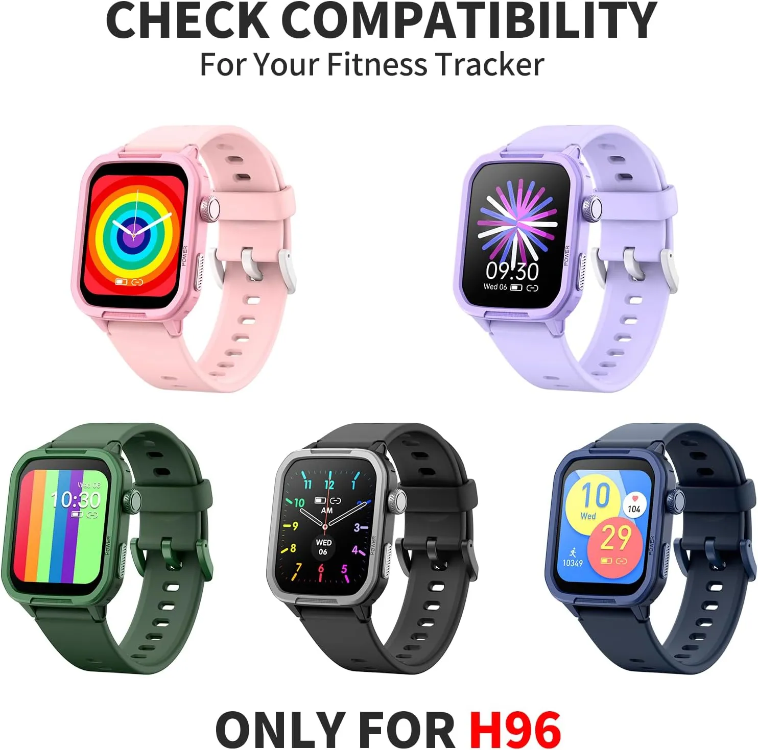 Sport Watch Band Compatible H96 Watch for Boys Girls, Replacement Sport Watch Strap Wristband Kids Watch