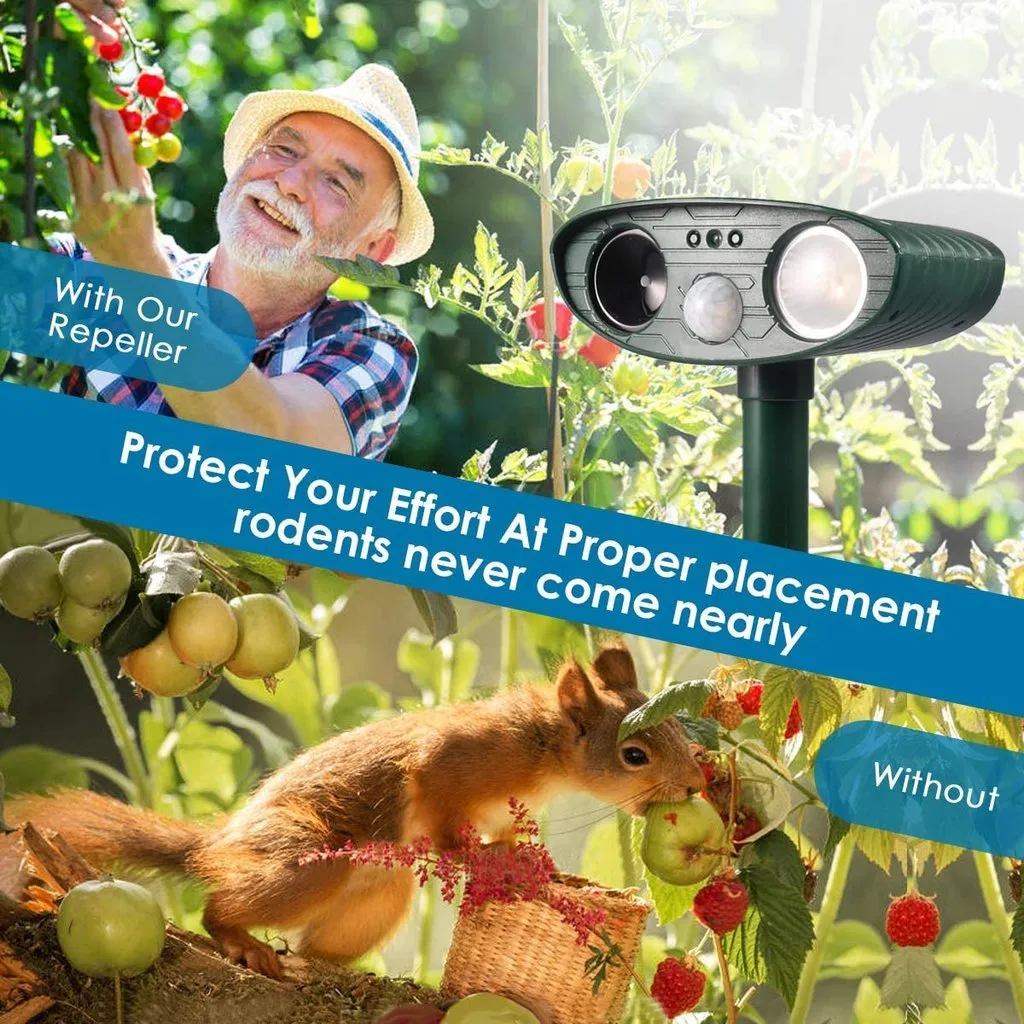 Ultrasonic Raccoon Repeller - PACK of 2 - Solar Powered - Get Rid of Raccoons in 48 Hours - CA
