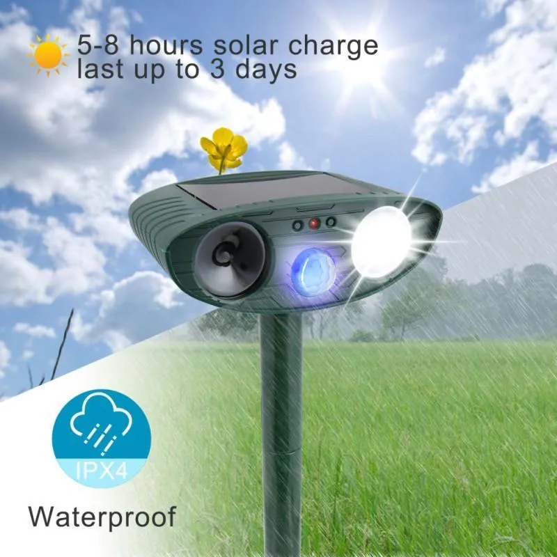 Ultrasonic Raccoon Repeller - PACK of 2 - Solar Powered - Get Rid of Raccoons in 48 Hours - CA