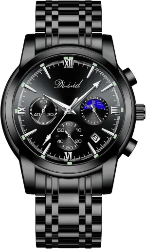 Watches for Men, Business Dress Mens Watches Chronograph Analog Quartz Stainless Steel Waterproof Luminous Date Luxury Casual Wrist Watch