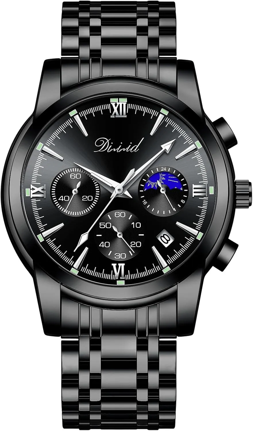 Watches for Men, Business Dress Mens Watches Chronograph Analog Quartz Stainless Steel Waterproof Luminous Date Luxury Casual Wrist Watch