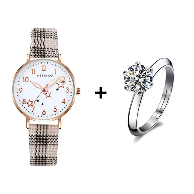 Women Watch  Fashion Casual Leather Belt Watches Small Dial Quartz