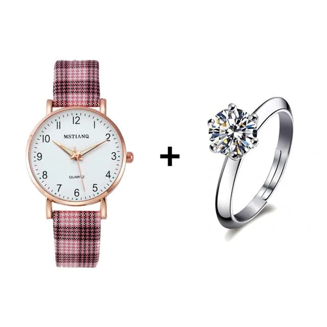 Women Watch  Fashion Casual Leather Belt Watches Small Dial Quartz