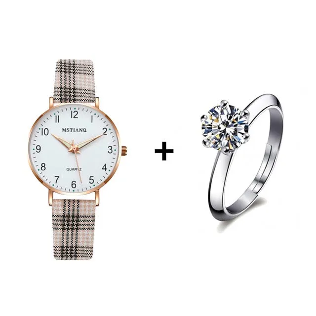 Women Watch  Fashion Casual Leather Belt Watches Small Dial Quartz