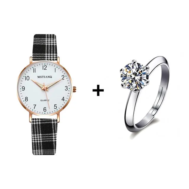 Women Watch  Fashion Casual Leather Belt Watches Small Dial Quartz