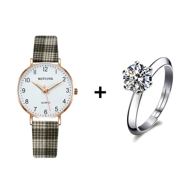 Women Watch  Fashion Casual Leather Belt Watches Small Dial Quartz