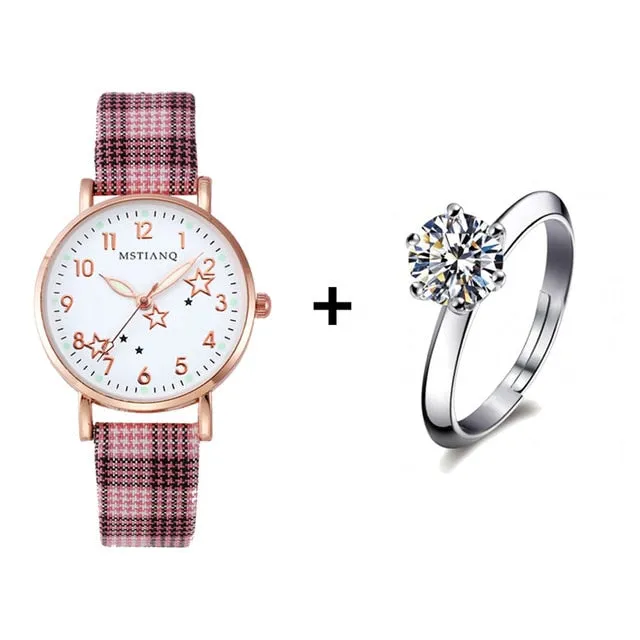 Women Watch  Fashion Casual Leather Belt Watches Small Dial Quartz
