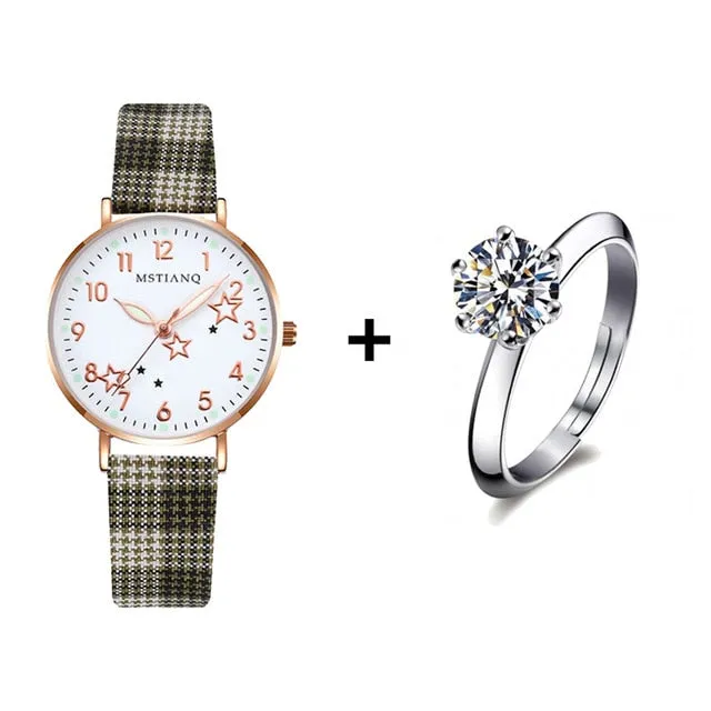 Women Watch  Fashion Casual Leather Belt Watches Small Dial Quartz